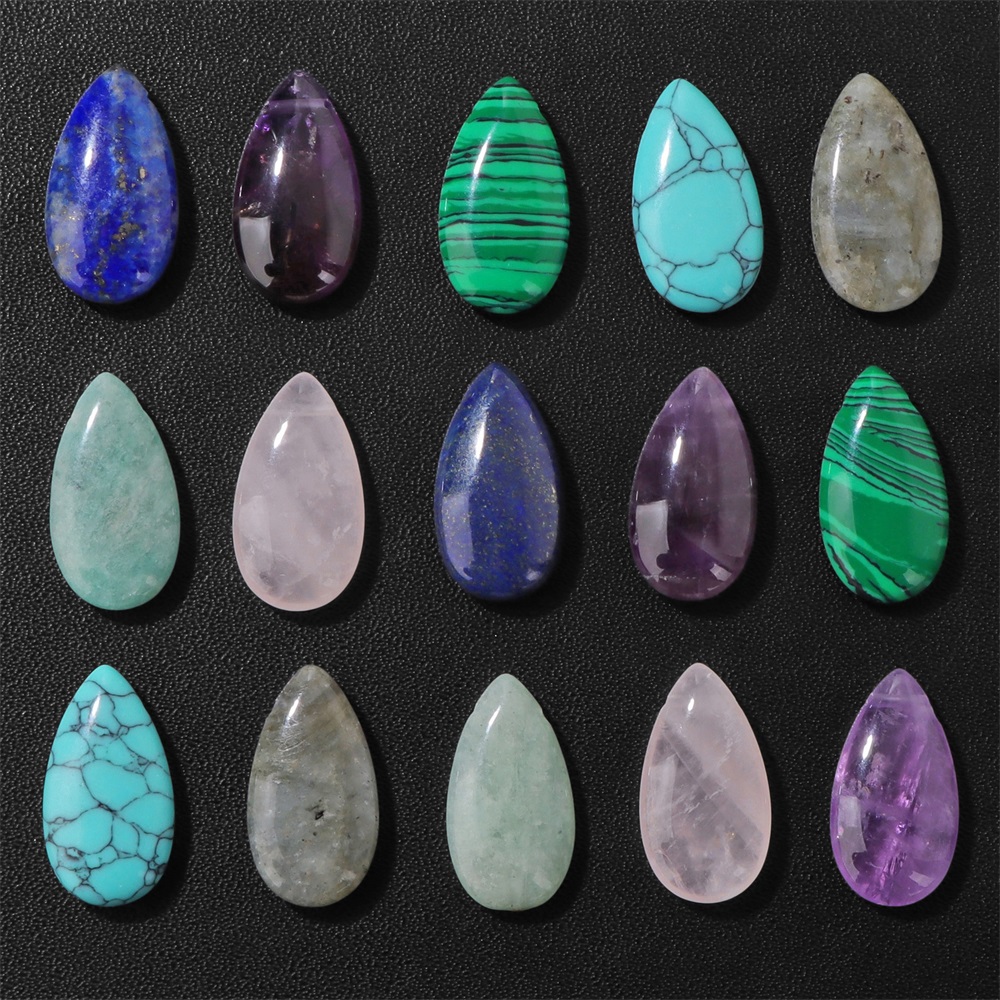 Jewelry Making Gemstones - 2 adet doğal gözyaşı taşı kolye