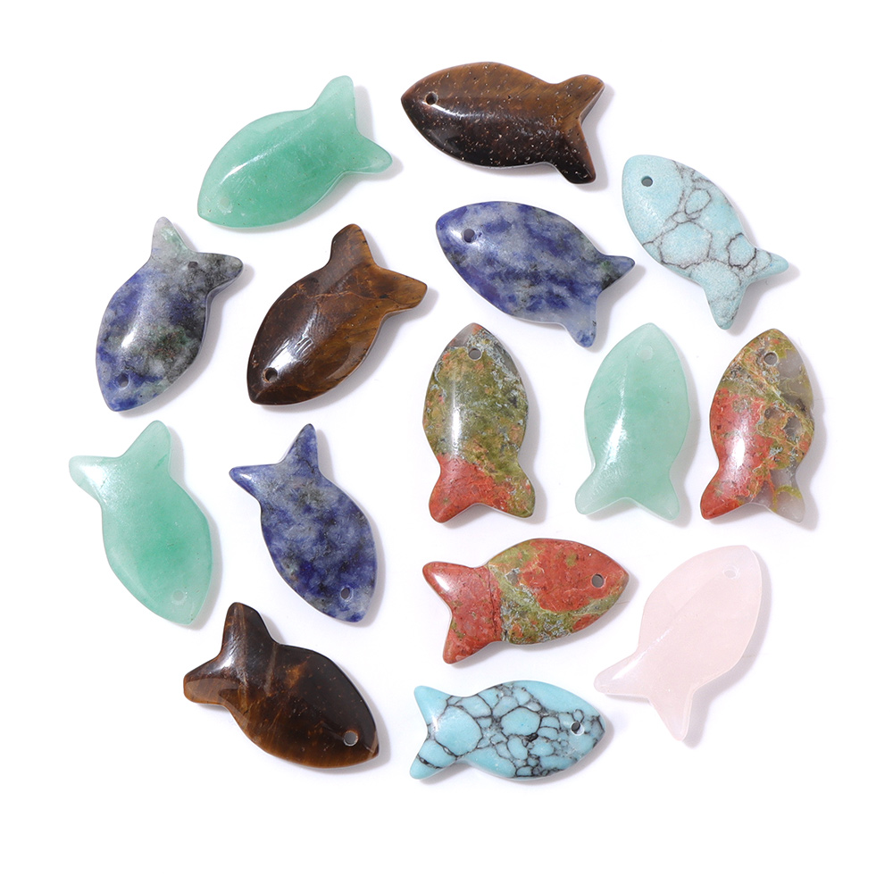 Jewelry Making Gemstones - 2 adet Balık Şekli Doğal Taş